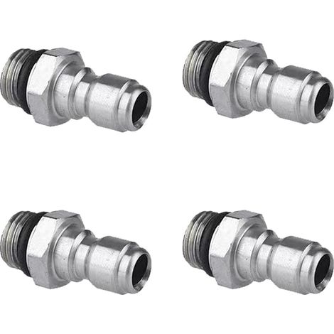 4 raccords rapides 1/4" mâle 14 mm pour pistolet de pulvérisation haute pression, adaptateur en acier inoxydable pour tuyau d'arrosage et robinet. (1/5)
