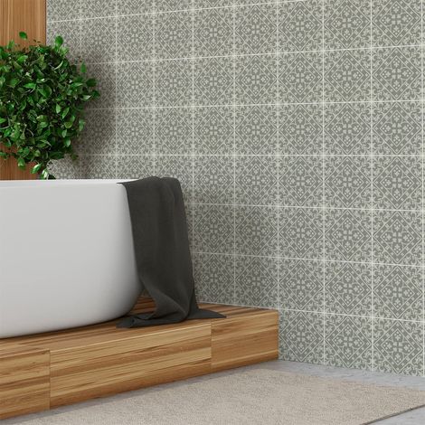 Sticker Mural Carrelage adhésif Cuisine Salle de Bain - 9 Stickers Carreaux DE Ciment AZULEJOS Chana - 9stickers10x10cm (1/5)