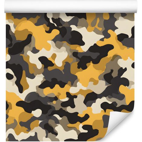 Carta da parati mimetica militare oro e marrone per soggiorno e camera da letto 50x1000 cm (1/5)