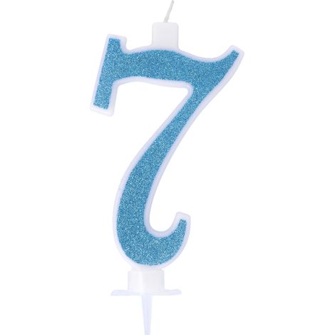 Bougie numérique pailletée bleu ciel n° 7 (1/5)