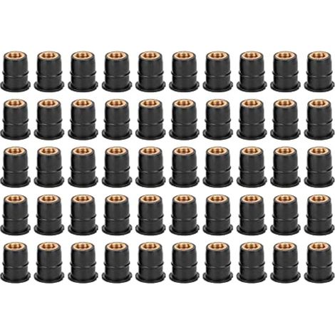 50 pièces Écrous caoutchouc M6, écrous de fixation pour pare-brise moto M6x0.8mm, fixations de carénage M6, accessoires moto (1/4)