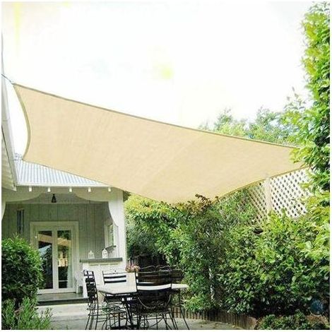 Vela parasole rettangolare 2x5 m, impermeabile e traspirante, protezione UV per campeggio, terrazza, giardino, balcone, uso esterno, piscina, beige (1/5)