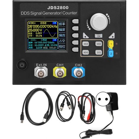 JDS2800 15-MHz-DDS-Signalgenerator, Zweikanalig mit 2,4-Zoll-LCD-Bildschirm, Netzteil 100–240 V AC, EU-Stecker (1/5)
