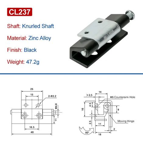 (CL237-XHJ-GHG-HS-2PCS)CL237 Charnière d'armoire pour équipement industriel DB237, charnière invisible soudée de type carte moulée en acier inoxydable 304 de précision (1/5)