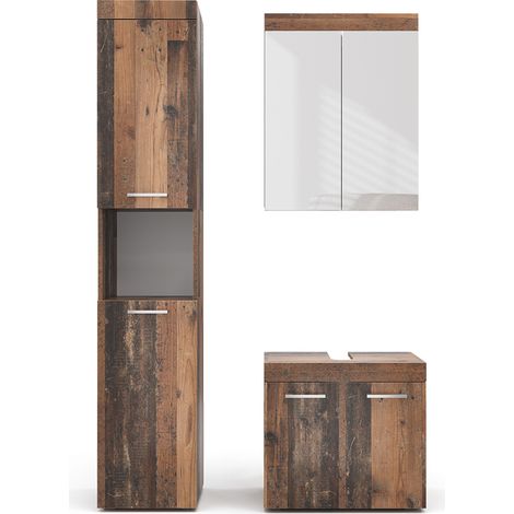 Badmöbel-Set Luna, Oldstyle, 3 Teile, mit Hochschrank, Vicco (1/5)