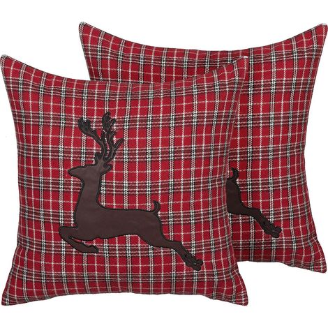 Dekokissen 2er Set COMET 45 x 45 cm Dunkelrot Weihnachtsmotiv