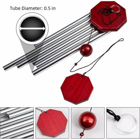 Carillons éoliens 6 tubes aluminium son apaisant pour décoration extérieure e intérieur (1/3)