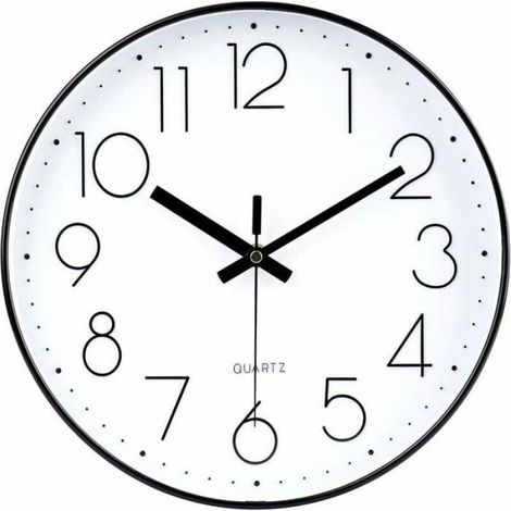 Horloge Murale - 30 cm - Mouvement Quartz Silencieux Sans Tic-Tac - Pour Bureau Salle De Classe Chambre Cuisine - Noir (1/4)
