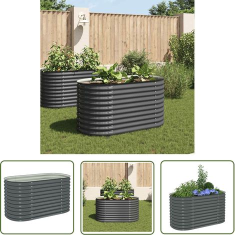 The Living Store Lit surélevé de jardin 160x80x81 cm Acier galvanisé Gris - Jardiniere Exterieur - Pot Plante Exterieur - Bac Plante - Lit Surélevé Jardin - Décoration Jardin (1/5)