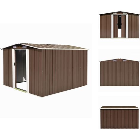 Gartenschuppen & Geräteschuppen - Living Gerätehaus 257x298x178 cm Metall Braun (1/5)