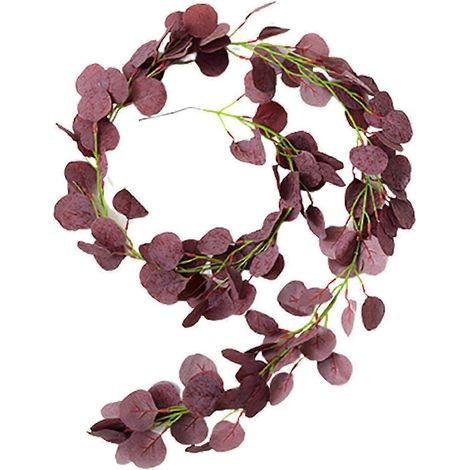 Plante suspendue murale artificielle à feuilles d'eucalyptus Gazechimp-Round Dark Red (1/5)