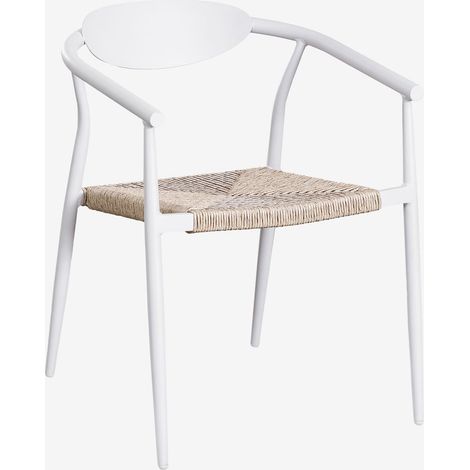 Sklum – Chaise de jardin empilable Marsha – Accoudoirs en aluminium – Assise en rotin synthétique – Légère et facile à ranger – Dimensions 73x55,5x58cm (1/5)