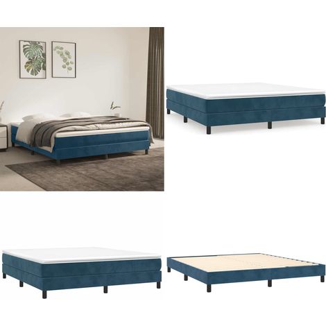 Sommier à lattes de lit et matelas Bleu foncé 180x200cm Velours - Lit Double - Lit Tapissier - Literie - Chambre À Coucher - Matelas À Ressorts Ensachés - Home & Living (1/5)