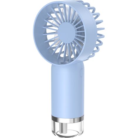 Ventilateur portable à brumisation, 3 vitesses, USB rechargeable, humidificateur nano, pour bureau et extérieur(bleu) (1/5)
