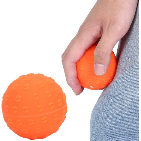 Balle de massage des fascias en silicone pour le fitness, le yoga et les exercices du corps, des épaules et des mains (orange) (1/5)