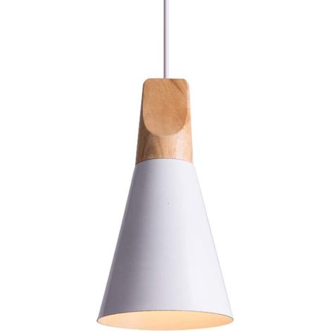 Lustre E27 LED Moderne Simple pendentif Light Métal Suspension Abat-jour Luminaire Design Plafonnier Industriel Rétro Eclairage Decoratif -Blanc [Classe énergétique D] (1/5)
