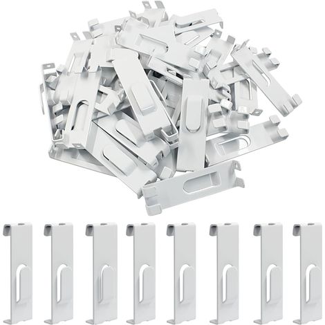 30er-Pack weiße, gekerbte Präsentationshaken, Drahtgitter-Wandhaken, Metall-Drahtgitter-Wandaufhängehaken, praktisches Drahtgitter-Wandaufhängezubehör (1/4)