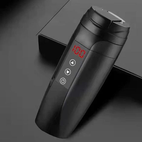 Draagbare auto elektrische beker 12V 24V 450ml roestvrij staal verwarmde reismok theeketel zelfverwarmende mok verwarmde mok et sigarettenaansteker cavo (nero) (1/5)