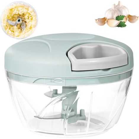 Coupe-légumes à tirette multifonction, coupe-oignons et hachoir à oignons, lavable au lave-vaisselle, sécurisé, compact, pour légumes fruits herbes, vert, 500 ml