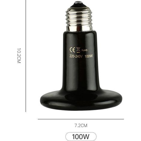 2pcs 100W lampe chauffante en céramique escalade animal domestique lampe solaire chauffage reptile tortue lézard isolation ampoule perroquet contrôle de la température veilleuse (1/2)