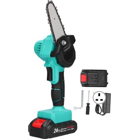 4in Electric Chain Saw Rechargeable Mini Electric Chainsaw Portable Electric Pruning ToolUK Plug 110-240V