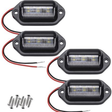 4 Stück weiße Xenon-LED-Kennzeichenleuchten, 12 V – 24 V DC, wasserdicht, 6 SMD-Design für LKWs, SUVs, Anhänger, Wohnmobile und Boote.