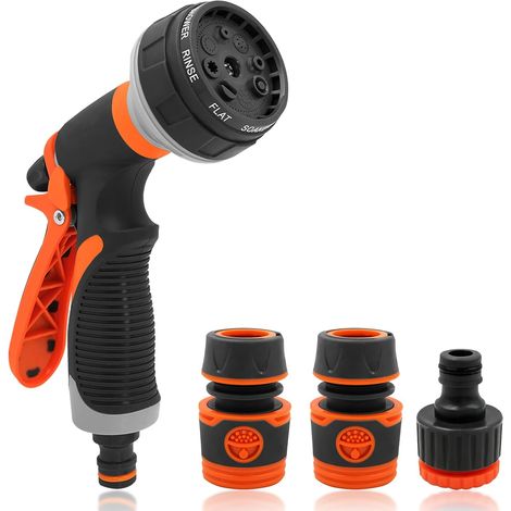 Douchette de jardin, pistolet pulvérisateur de jardin, débit d'eau réglable, 8 modes d'arrosage, pulvérisateur à main haute pression pour irrigation de jardin, douche pour animaux de compagnie, lavage (1/5)