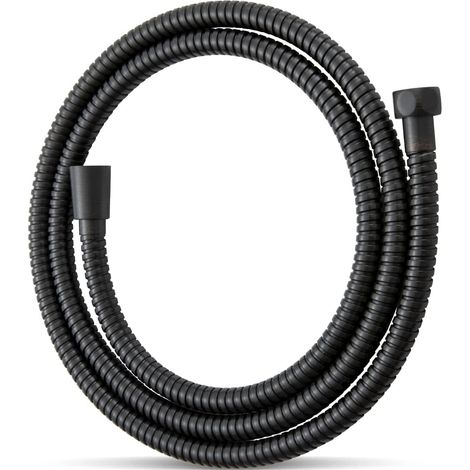Flexible de Douche 2.5 m, Avec Protection Anti-torsion, Grand Flexible Douche de 11 mm de Diamètre,Tuyau Douche de Rechange Haute Pression en Acier Inoxydable, Noir (1/5)