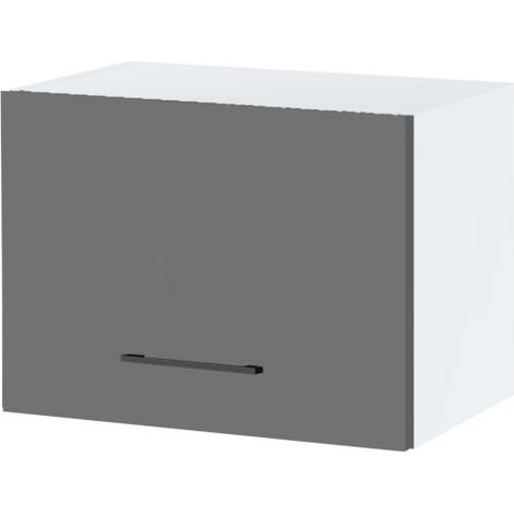 Meuble haut SLIM de cuisine Lovia Gris Mat 1 porte relevable L 50 cm - Porte avec poignée apparente   Grey