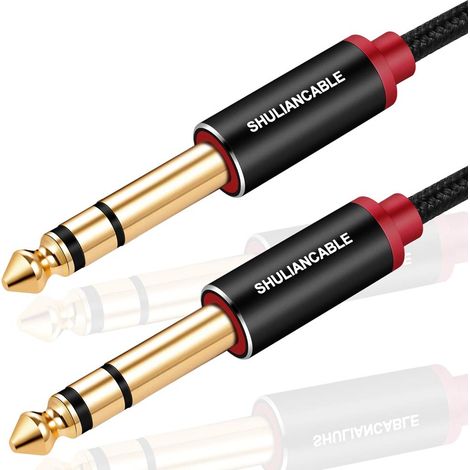 6.35mm vers 6.35mm Stéréo Câble, TRS Jack Câble pour Guitare, Amplificateur, Piano, Électrique Basse,Table de Mixage Enceinte (3M) (1/5)