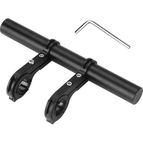 Rallonge de potence, support double pour lampe torche VTT, fixation pour accessoires de guidon (éclairage, compteur, GPS, caméra sportive ou smartphone). (1/5)