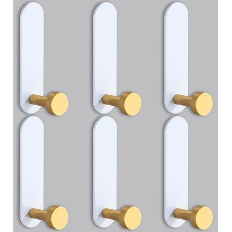 Lntyq Crochet Adhesif Mural Sans Percage, Patere Salle de Bain Crochets Adhesifs Muraux, Accroche Torchon Cuisine, 6 Pièces (1/5)