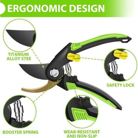 Sécateur - Taille-Haie - Coupe-Pliant - Pour Jardinage Extérieur - Acier Trempé - Poignées Ergonomiques - 1 Pièce (1/4)