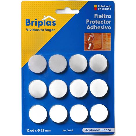 FPLUS briplas fieltro adhesivo 12 u redondo 22 ø mm blanco 101b