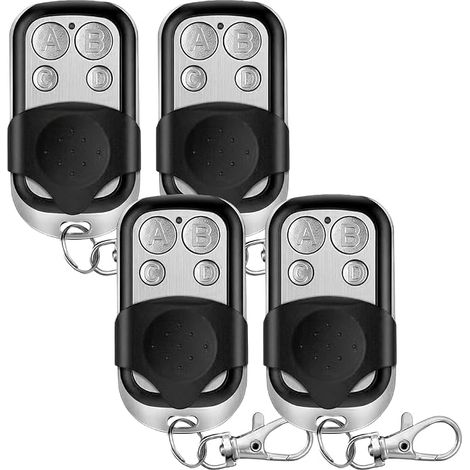 4 Pièces Telecommande Universelle Portail 433 MHz, Code Fixe Bip Portail Universelle Sans Fil 4 Boutons Touches Copieuse, Telecommande Portail pour Portails, Portes de Garage (1/5)