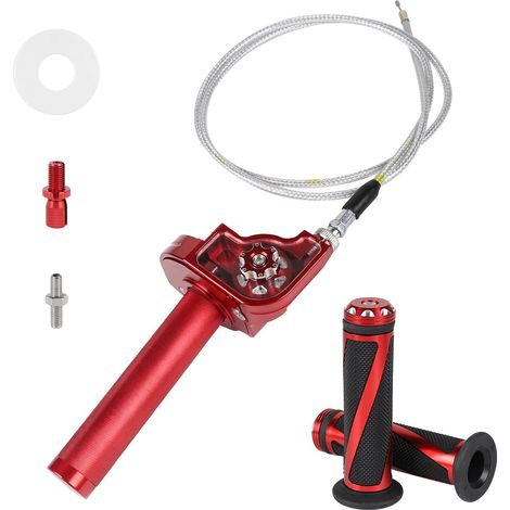 Puño de acelerador de motocicleta de aluminio CNC de 22 mm, kit de puños de manillar de liberación rápida con cable de 1,2 m y puño de motocicleta, puño de acelerador de liberación rápida para ATV y m (1/5)
