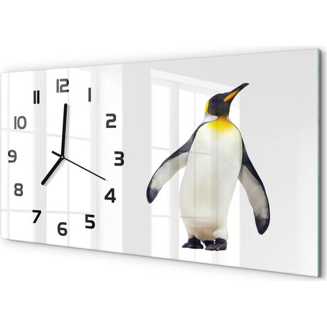 Horloge Murale Panoramique 60x30 cm en Verre Trempé Silencieuse Design Moderne Manchot (1/5)