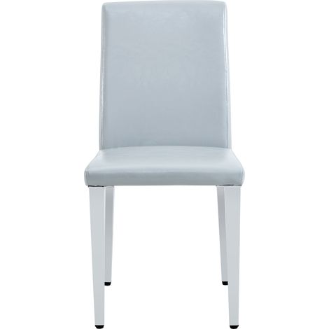 Set di 4 sedie da pranzo moderne in PU grigio chiaro con gambe metalliche argentate HOMVRA (1/5)