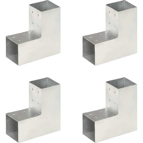 vidaXL Conectores de postes en L 4 uds metal galvanizado 81x81 mm (1/5)