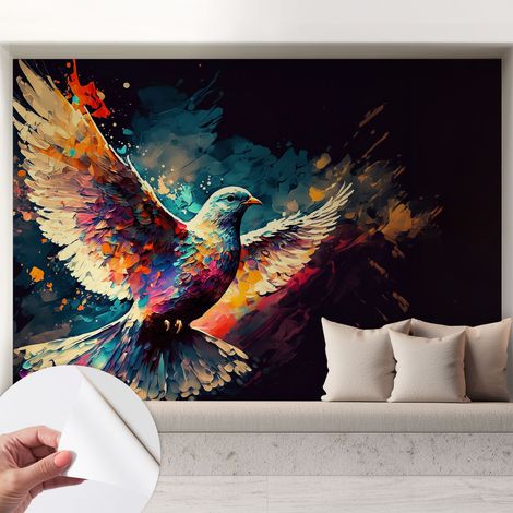 Carta da parati autoadesiva - impermeabile - murale da parete - decorazione murale - Uccello colorato 208x146 cm (1/5)