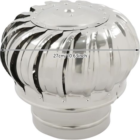 Ventilateur de Toit, Design Non Électrique, Acier Inoxydable Durable, Argent (1/2)