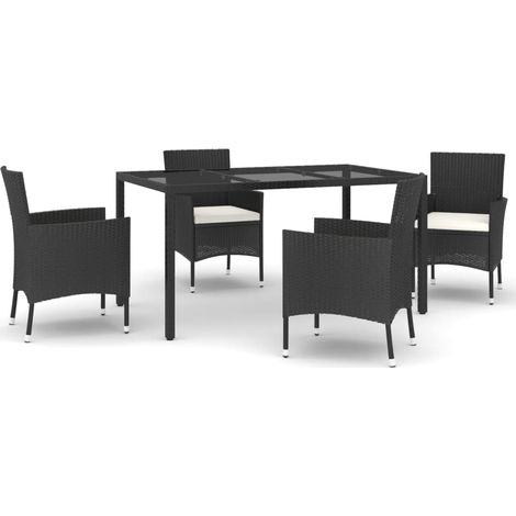 Maison Exclusive - 5-tlg. Garten-Essgruppe mit Kissen Schwarz Pol