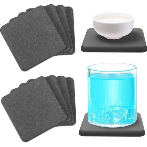 Lot de 4 dessous de verre en pierre absorbant l'eau, 10 x 10 cm, dessous de verre en diatomite, dessous de verre absorbants pour boissons, tasses, savons pour les mains, plantes, absorption (1/5)