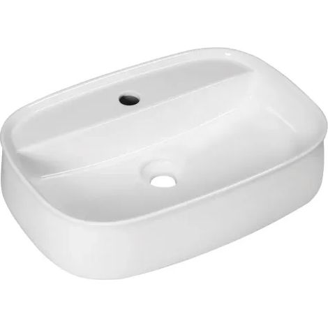 Lavabo da appoggio in ceramica bianca con foro rubinetteria modello aura 55 54x38x14 cm BARBOTTINA