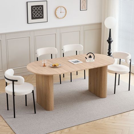 Wokaka Table à manger ovale 180 cm pour 6-8 personnes – MDF couleur chêne – Style scandinave