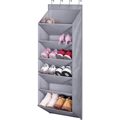 Étagère à chaussures de porte avec poches profondes pour 12 paires de chaussures, à suspendre à la porte d'un placard ou d'une chambre d'étudiant. Convient aux portes étroites.