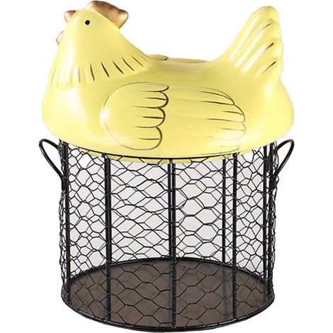 [Aufbewahrungskorb] [André Online] [André Online] Keramik-Aufbewahrungskorb für Eier, Obst und Küchenutensilien mit goldenem Punktmuster und schwarzem Netzgewebe (1/5)