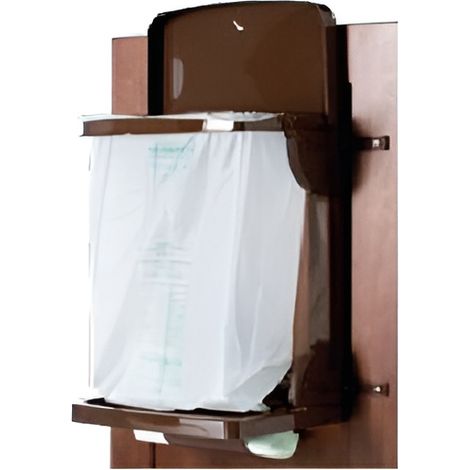 Pattumiera 10L con coperchio ferma­sacco sistema Roll‑On  per appendere anta mobile cucina marrone  cm28x16 H40 camper roulotte salvaspazio (1/4)