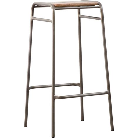 Made In Meubles – Tabouret de bar industriel 77cm – Bois et métal – Hauteur d'assise 77cm – Pour espaces modernes et conviviaux (1/5)
