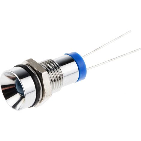 Voyant LED lumineux Bleu RS PRO, dia. 8mm, 2V c.c., IP67 ( Prix pour 1 )